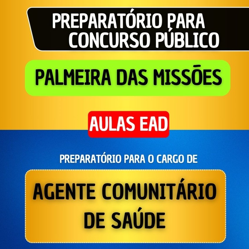 CURSO EAD - PALMEIRA DAS MISS�ES - AGENTE COMUNIT�RIO DE SA�DE