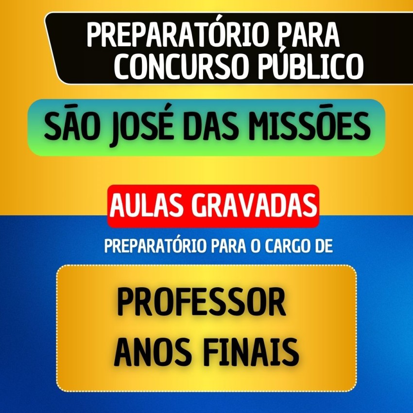 CURSO GRAVADO - S�O JOS� DAS MISS�ES - PROFESSOR ANOS FINAIS
