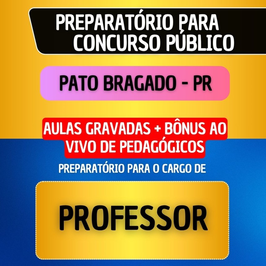 CURSO GRAVADO + B�NUS AO VIVO - PATO BRAGADO PR - PROFESSOR