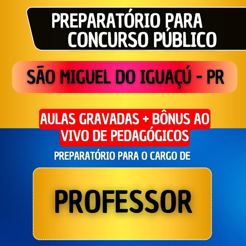 CURSO GRAVADO + B�NUS AO VIVO - S�O MIGUEL DO IGUA�U PR - PROFESSOR